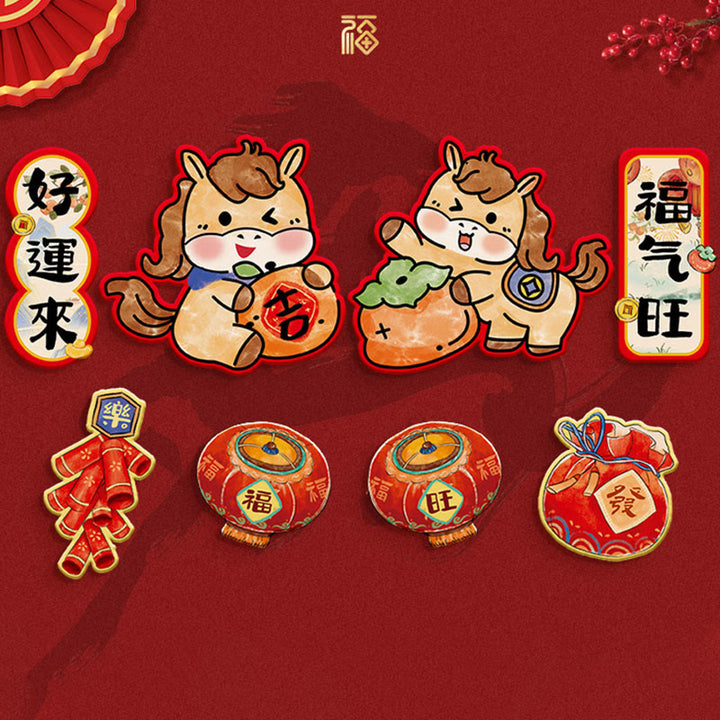 Buddha Stones ​​– Jahr des Pferdes – Kühlschrankmagnet – Rückseite mit Segenswünschen – Dekoration - 8-teiliges Set 1 - image 1