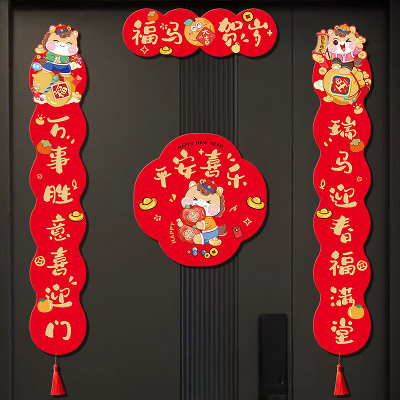 Buddha Stones, Jahr des Pferdes, Magnetisches Frühlingsfest, Quasten-Frühlingspaare  - 4 Glückspferde bringen Segen für das neue Jahr - image 4