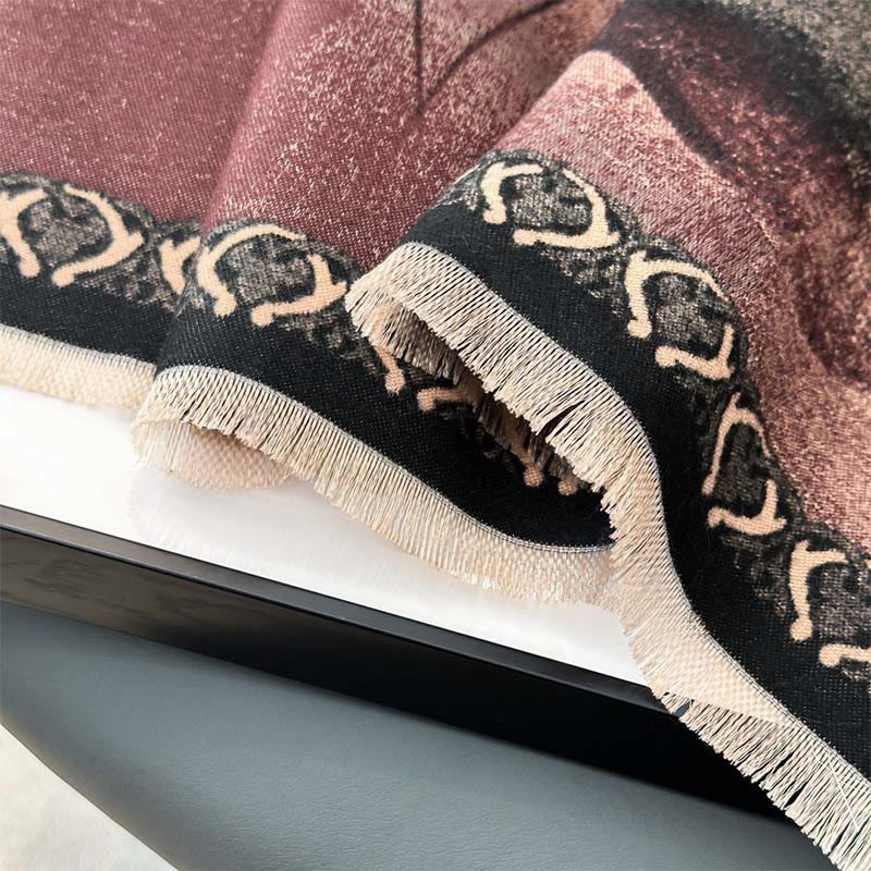 Buddha Stones ​​Winter-Tuschemalerei Lotusblumen-Blättermuster Weicher Schal/Stola - image 19