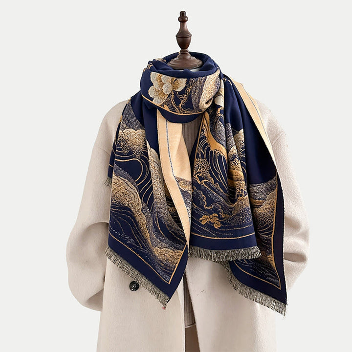 Buddha Stones, Herbst-Lotusblumen, Meereswellenmuster, weicher Schal, Quasten-Tuch - image 12