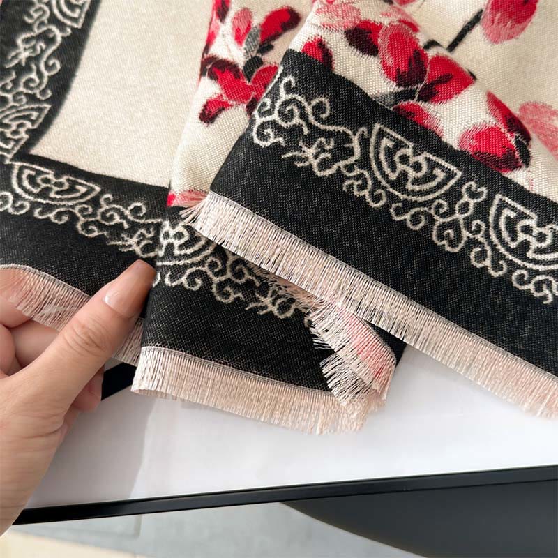 Buddha Stones, Herbst-Pfirsichblütenzweige-Muster, weicher Schal/Stola - image 6