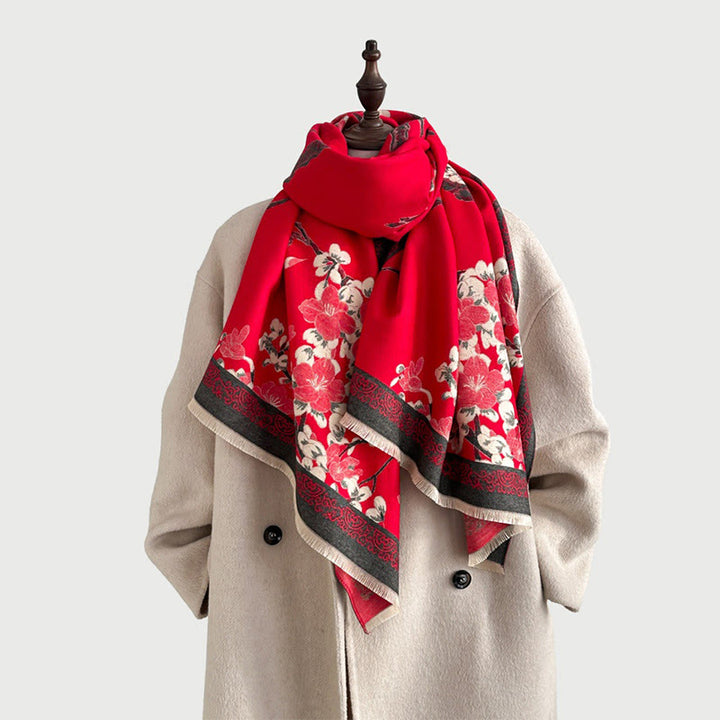 Buddha Stones, Herbst-Pfirsichblütenzweige-Muster, weicher Schal/Stola - image 2