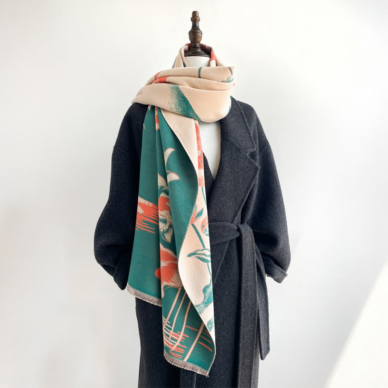 Buddha Stones ​​Herbst-Lotus-Koi-Fisch-Libellen-Muster Kuschelschal - image 2