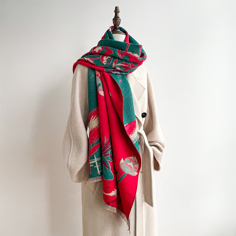 Buddha Stones ​​Herbst-Lotus-Koi-Fisch-Libellen-Muster Kuschelschal - image 4