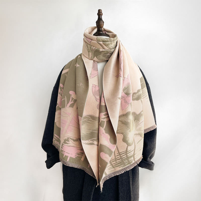 Buddha Stones ​​Herbst-Lotus-Koi-Fisch-Libellen-Muster Kuschelschal - image 13