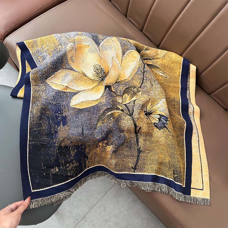 Buddha Stones Winter Magnolien Schmetterlingsmuster Weicher Schal Stola - image 5