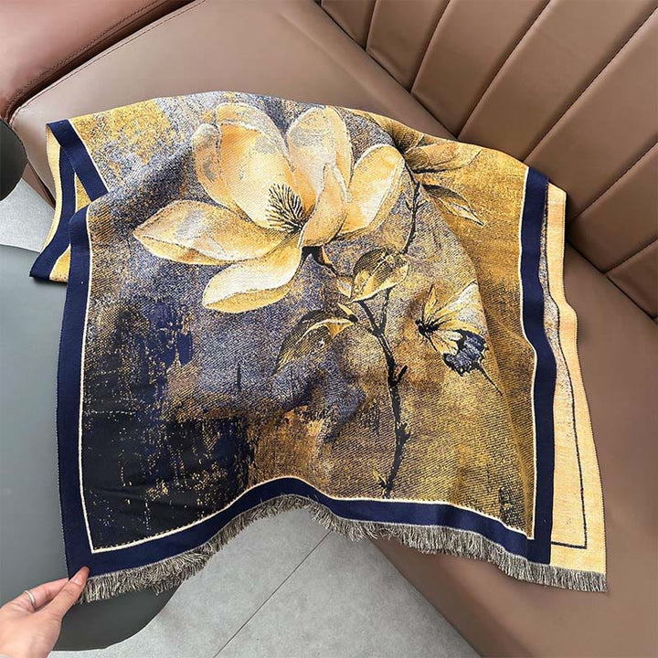 Buddha Stones Winter Magnolien Schmetterlingsmuster Weicher Schal Stola - image 5