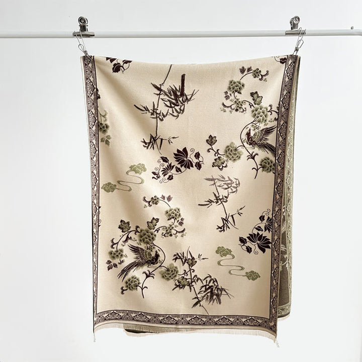 Buddha Stones, Wintervögel, Bambusblätter, Rankenmuster, weicher Schal/Stola - image 13