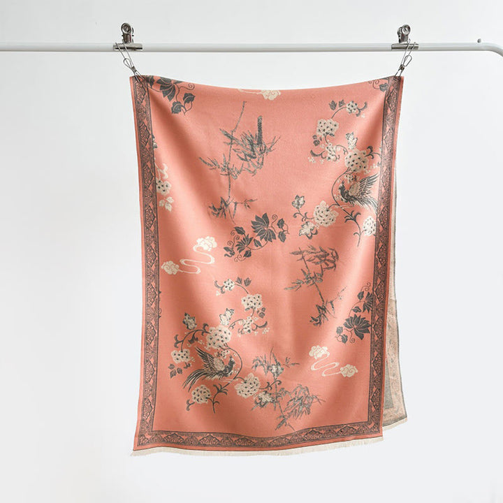 Buddha Stones, Wintervögel, Bambusblätter, Rankenmuster, weicher Schal/Stola - image 1