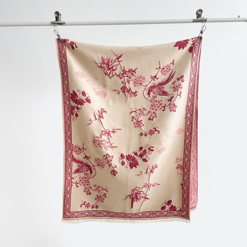 Buddha Stones, Wintervögel, Bambusblätter, Rankenmuster, weicher Schal/Stola - image 22