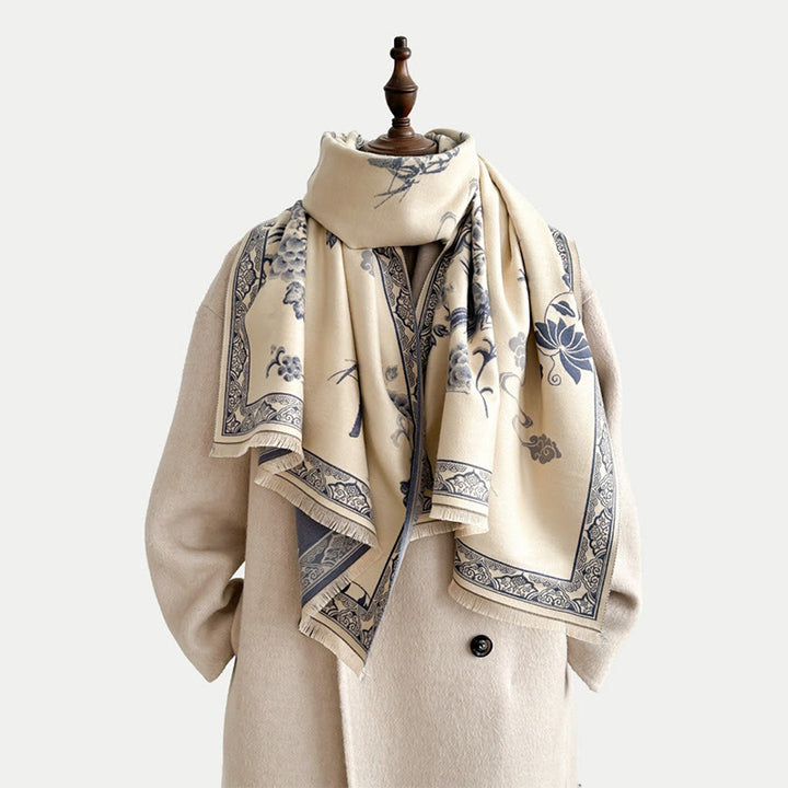 Buddha Stones, Wintervögel, Bambusblätter, Rankenmuster, weicher Schal/Stola - image 19