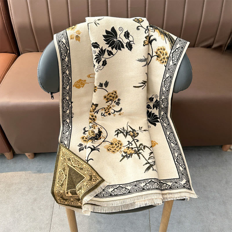 Buddha Stones, Wintervögel, Bambusblätter, Rankenmuster, weicher Schal/Stola - image 10