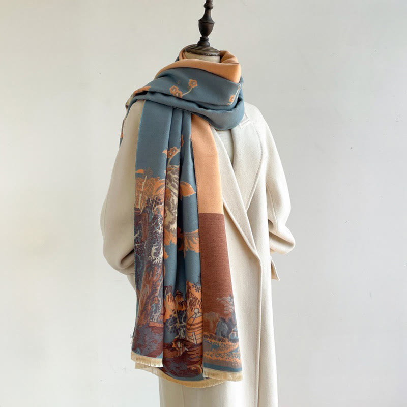 Buddha Stones, Herbstblumen, Bäume, Pavillonmuster, kuscheliger Schal/Stola - image 10