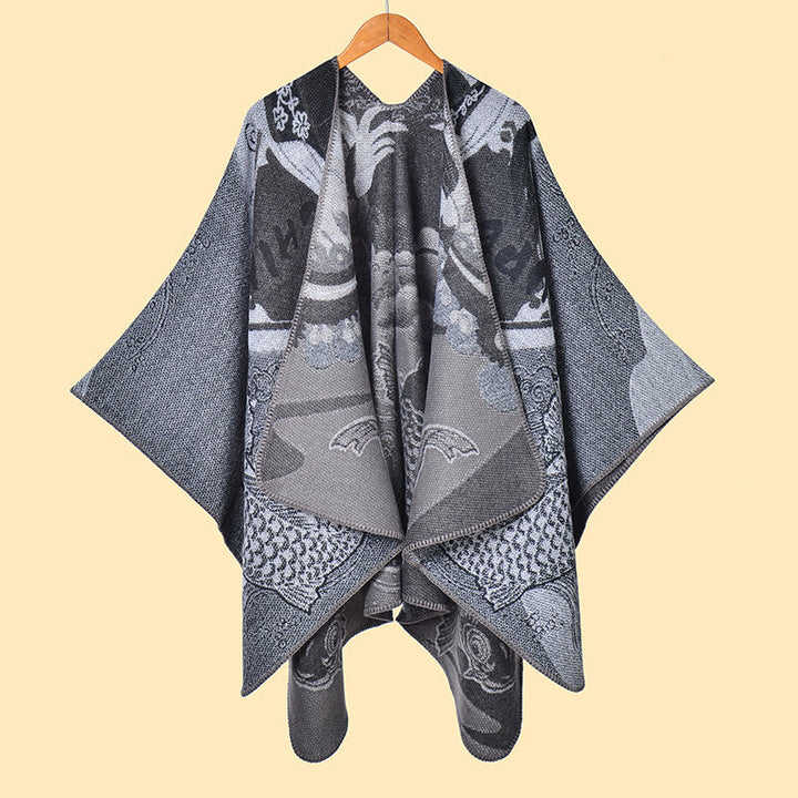 Buddha Stones ​​Winter Koi Fisch Wellen Muster Warmer Kuschelschal - Grau - 130 x 150 cm - image 9