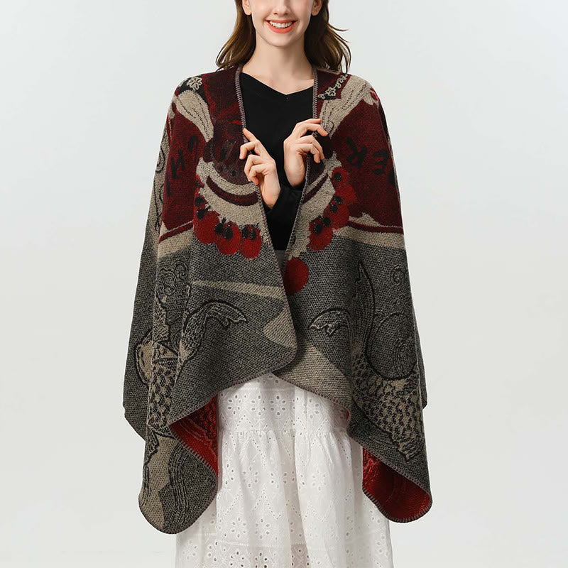 Buddha Stones ​​Winter Koi Fisch Wellen Muster Warmer Kuschelschal - image 5