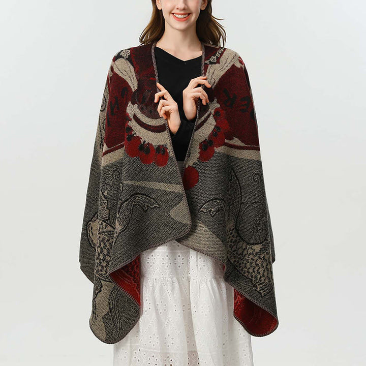 Buddha Stones ​​Winter Koi Fisch Wellen Muster Warmer Kuschelschal - image 5