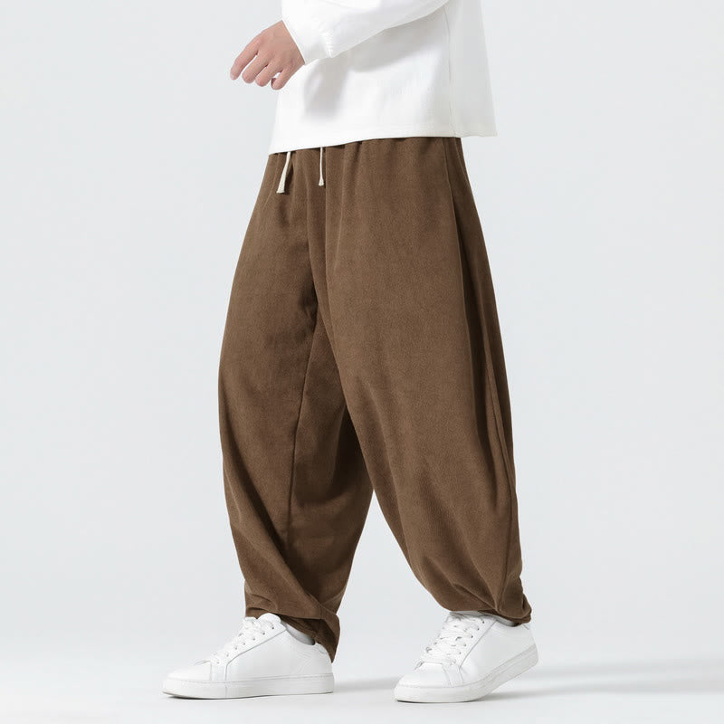 Buddha Stones Herbst Einfarbige Cord-Herren-Haremshose mit Taschen - Sattelbraun - US/ UK/AU46, EU56 (5XL) - image 19