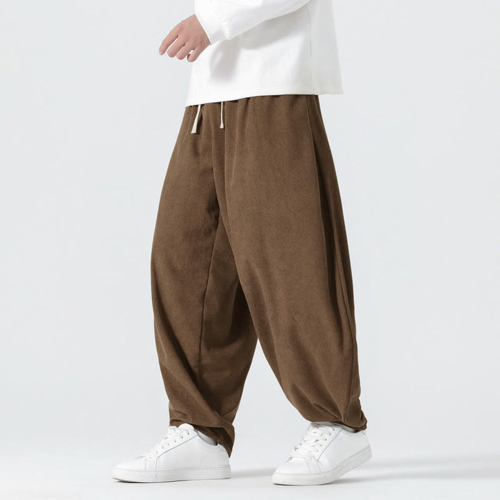 Buddha Stones Herbst Einfarbige Cord-Herren-Haremshose mit Taschen - Sattelbraun - US/ UK/AU46, EU56 (5XL) - image 19