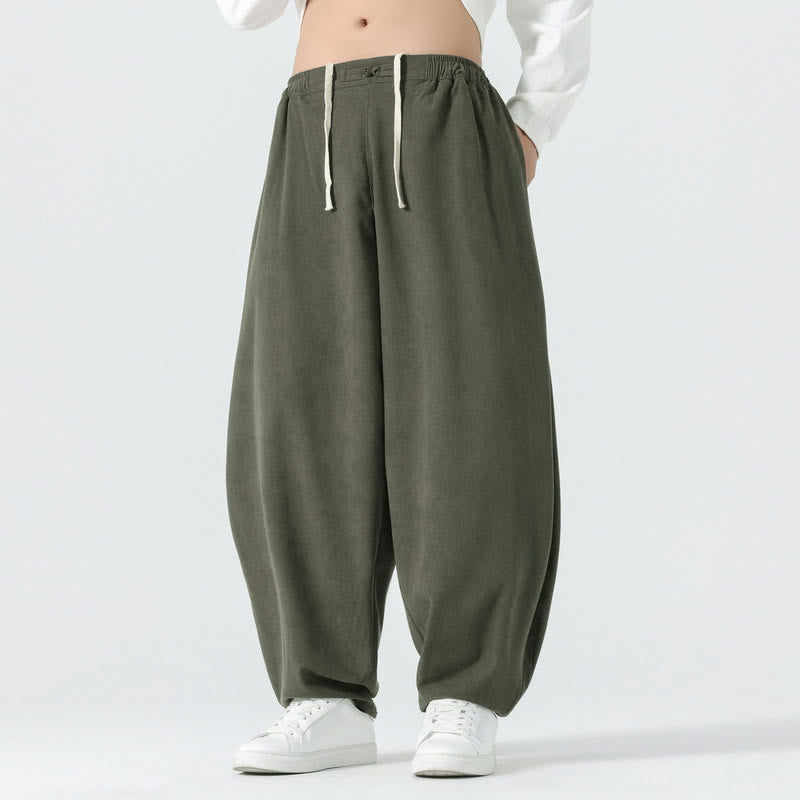 Buddha Stones Herbst Einfarbige Cord-Herren-Haremshose mit Taschen - Dunkelseegrün - US/ UK/AU46, EU56 (5XL) - image 0