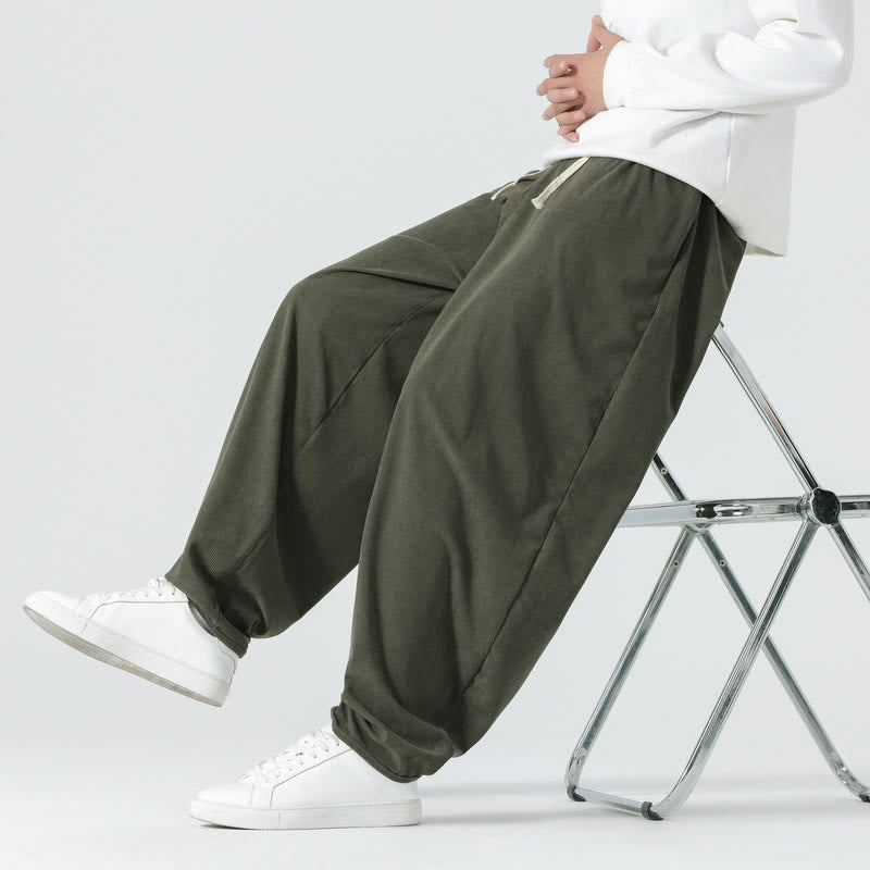 Buddha Stones Herbst Einfarbige Cord-Herren-Haremshose mit Taschen - image 5