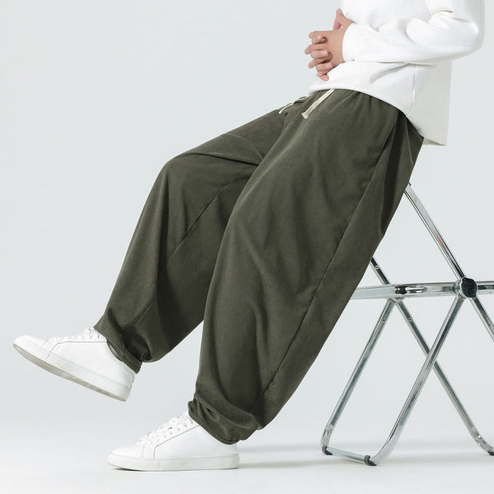 Buddha Stones Herbst Einfarbige Cord-Herren-Haremshose mit Taschen - image 5