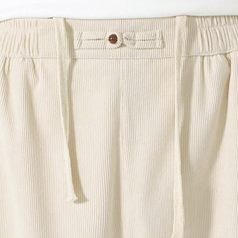 Buddha Stones Herbst Einfarbige Cord-Herren-Haremshose mit Taschen - image 16