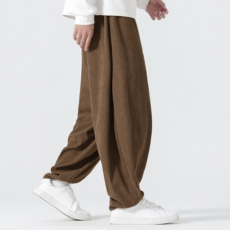 Buddha Stones Herbst Einfarbige Cord-Herren-Haremshose mit Taschen - image 22