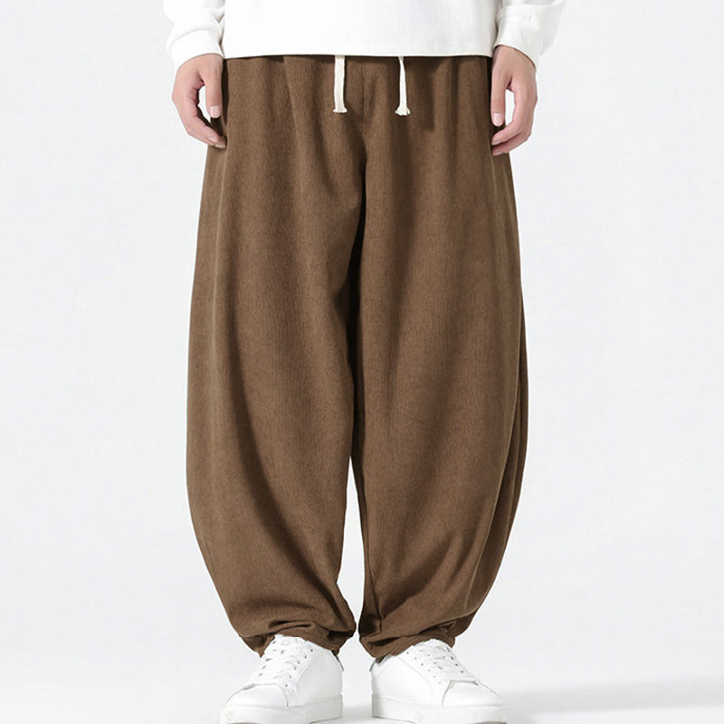 Buddha Stones Herbst Einfarbige Cord-Herren-Haremshose mit Taschen - image 20