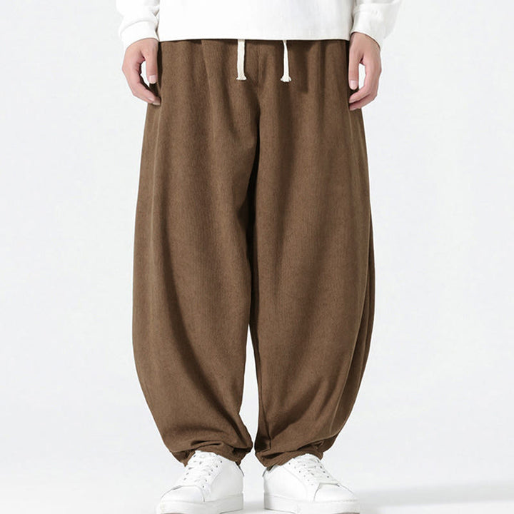 Buddha Stones Herbst Einfarbige Cord-Herren-Haremshose mit Taschen - image 20