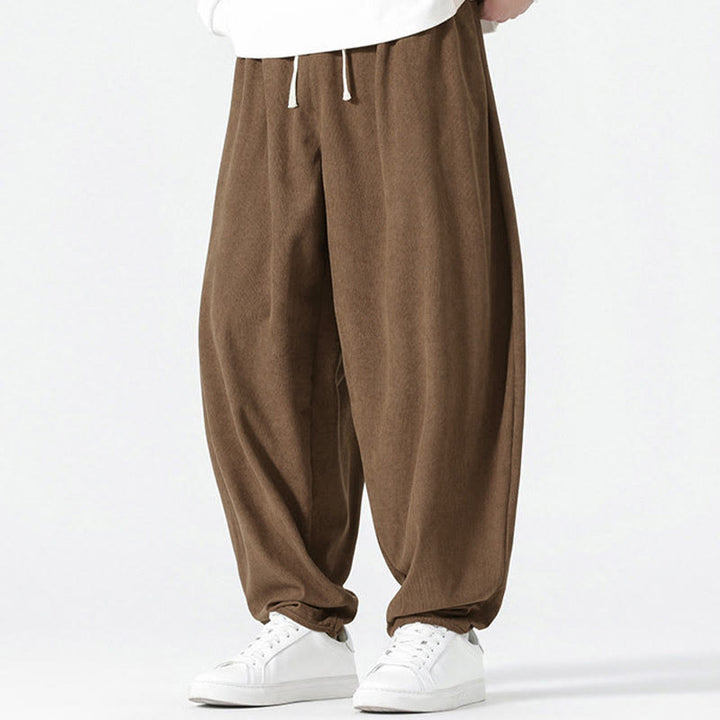 Buddha Stones Herbst Einfarbige Cord-Herren-Haremshose mit Taschen - image 21