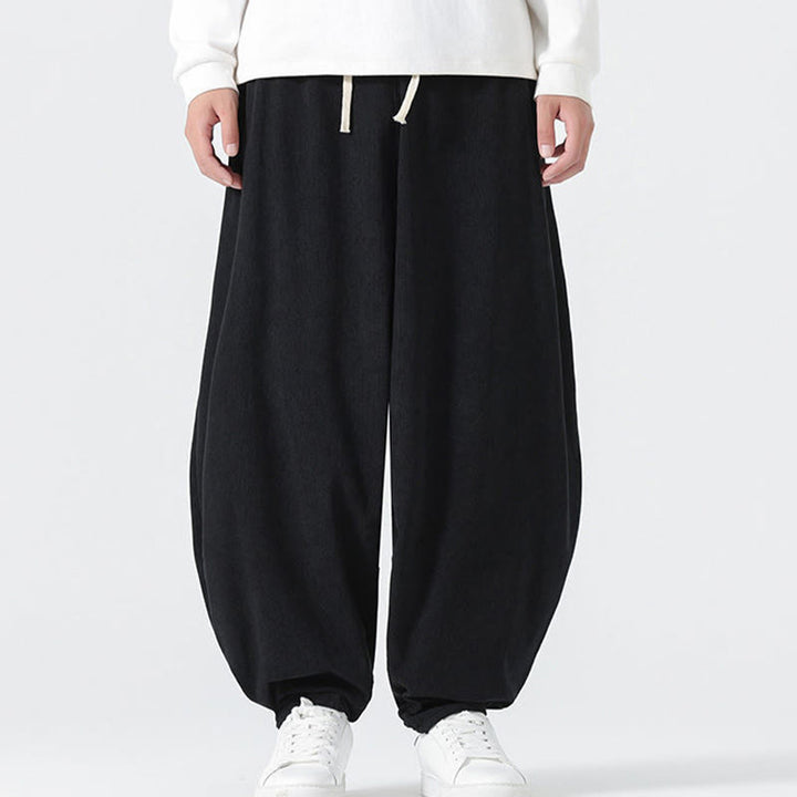 Buddha Stones Herbst Einfarbige Cord-Herren-Haremshose mit Taschen - image 9