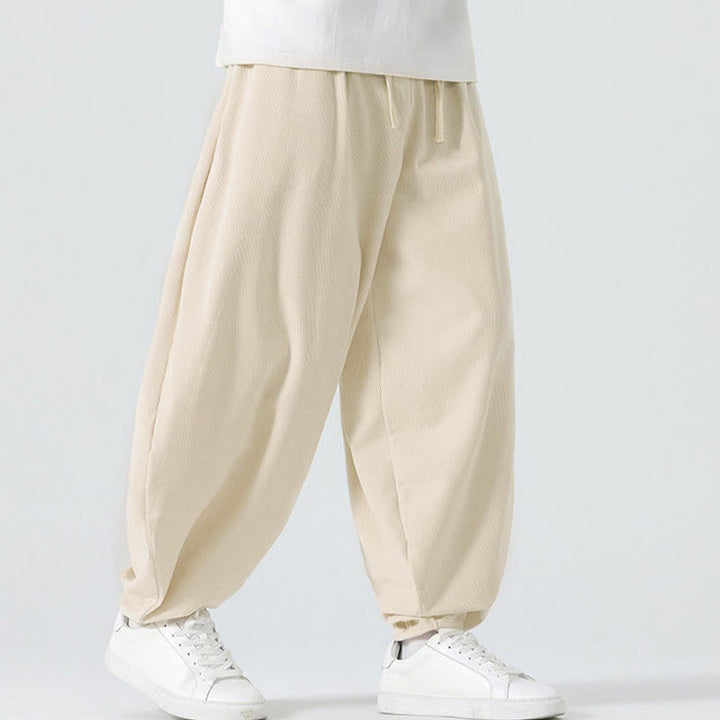 Buddha Stones Herbst Einfarbige Cord-Herren-Haremshose mit Taschen - image 12