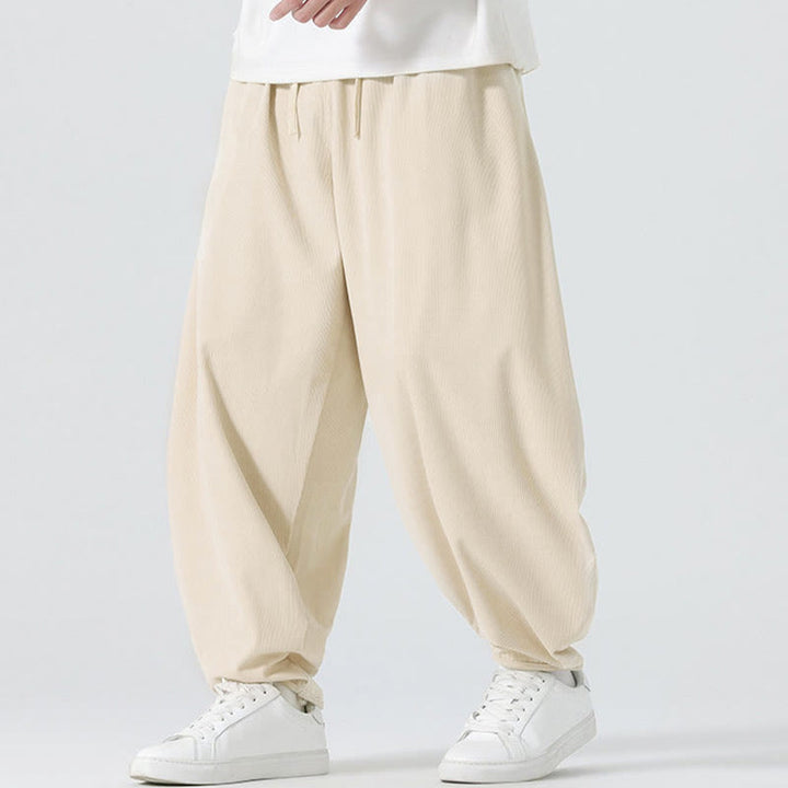 Buddha Stones Herbst Einfarbige Cord-Herren-Haremshose mit Taschen - image 11