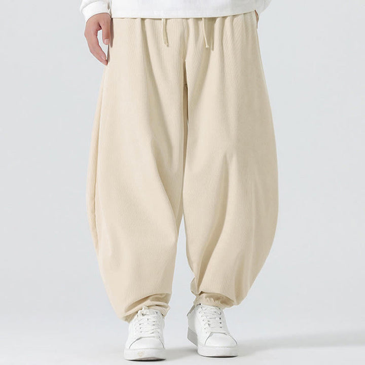 Buddha Stones Herbst Einfarbige Cord-Herren-Haremshose mit Taschen - image 14