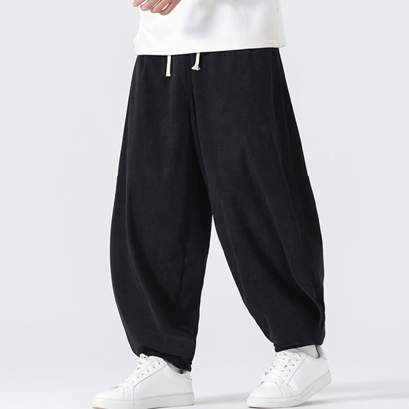 Buddha Stones Herbst Einfarbige Cord-Herren-Haremshose mit Taschen - image 7