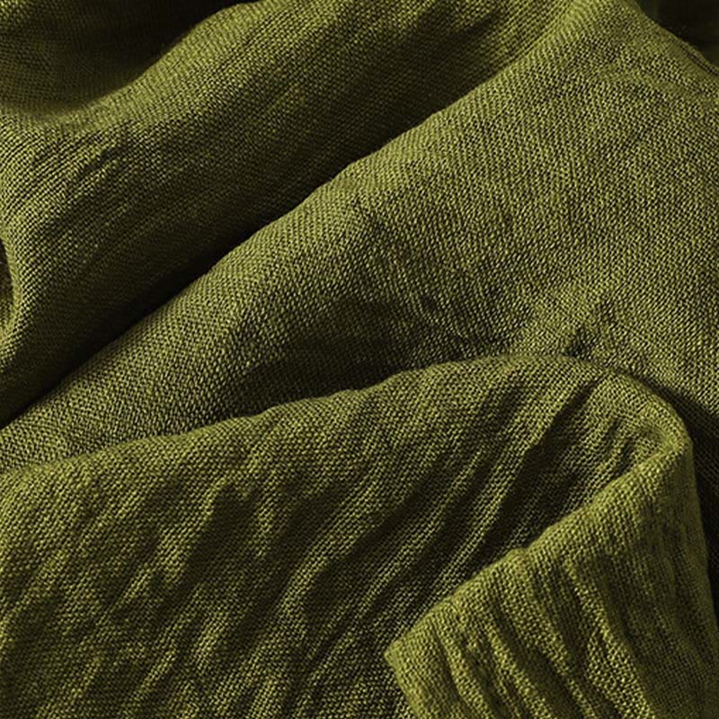 Buddha Stones Lässiges olivgrünes Langarmshirt mit Rundhalsausschnitt für Damen aus Baumwoll-Leinen. - image 7