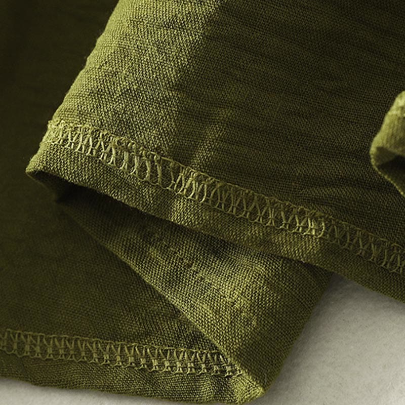 Buddha Stones Lässiges olivgrünes Langarmshirt mit Rundhalsausschnitt für Damen aus Baumwoll-Leinen. - image 8