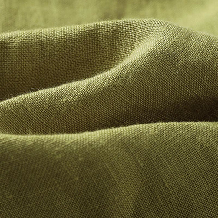 Buddha Stones Frühlings-Damenhemd mit Stehkragen und halben Knöpfen in Dunkelkhaki mit langen Ärmeln - image 11