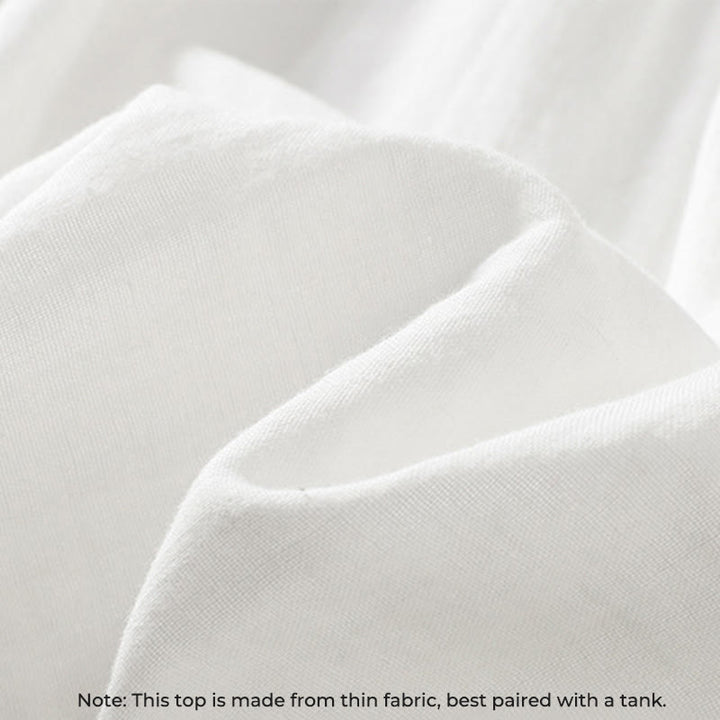 Buddha Stones ​​Weißes Langarm-Baumwollhemd mit Rüschenkragen und langem Ärmel - image 10