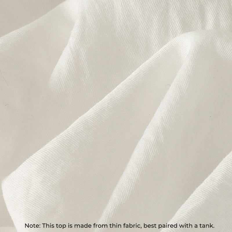 Buddha Stones, weiße Knöpfe, Rüschen, langärmeliges Damen-Baumwollhemd - image 8