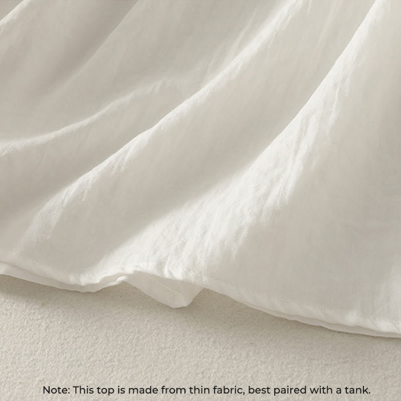 Buddha Stones, weiße Knöpfe, Rüschen, langärmeliges Damen-Baumwollhemd - image 7