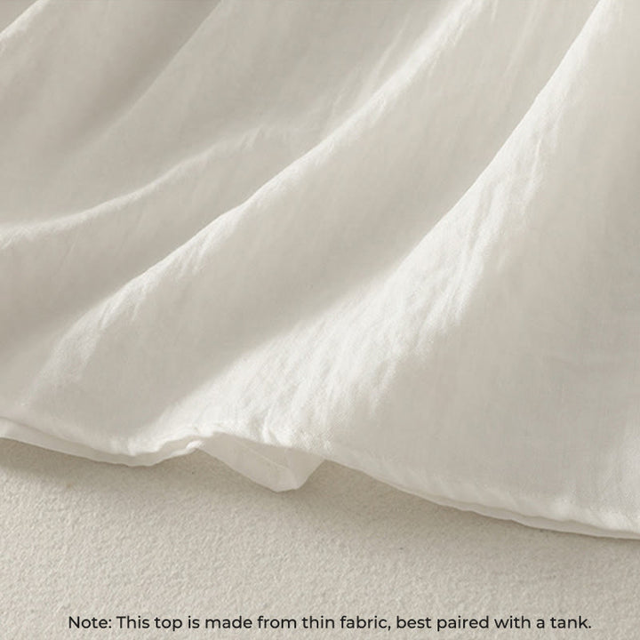 Buddha Stones, weiße Knöpfe, Rüschen, langärmeliges Damen-Baumwollhemd - image 7