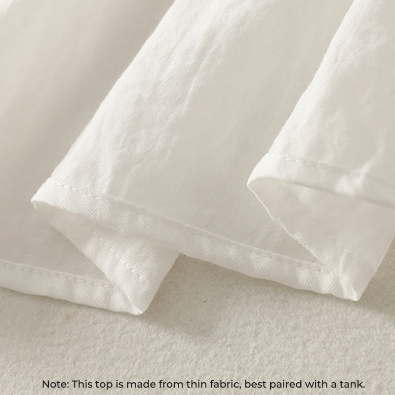 Buddha Stones, weiße Knöpfe, Rüschen, langärmeliges Damen-Baumwollhemd - image 6