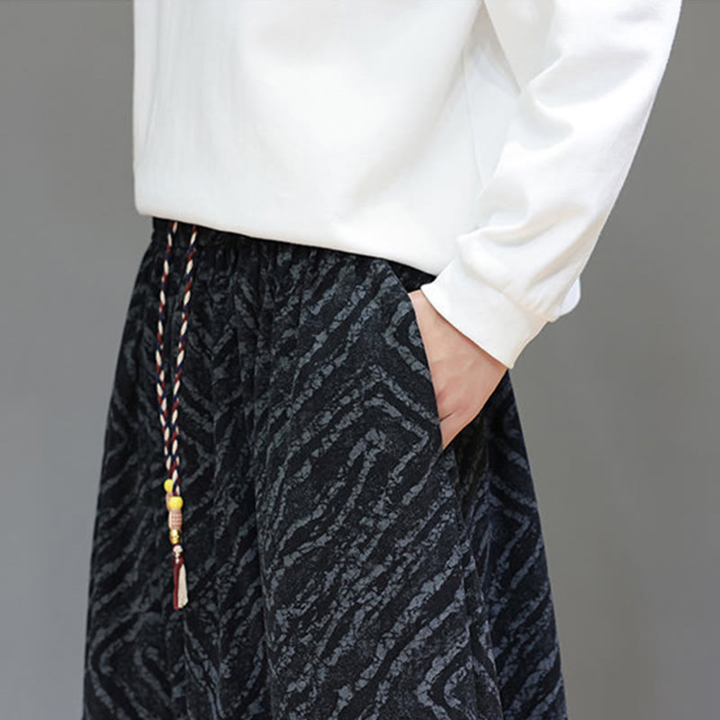 Buddha Stones Herbststruktur Kordelzug Design Cord Baumwoll-Leinen Herren Haremshose mit Taschen - image 20