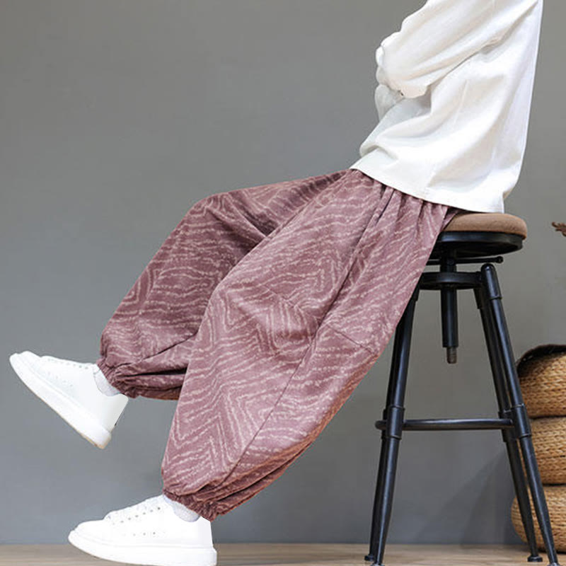 Buddha Stones Herbststruktur Kordelzug Design Cord Baumwoll-Leinen Herren Haremshose mit Taschen - image 28