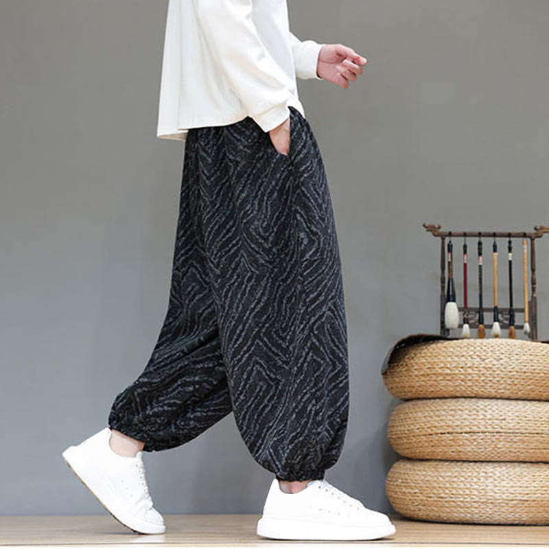 Buddha Stones Herbststruktur Kordelzug Design Cord Baumwoll-Leinen Herren Haremshose mit Taschen - image 15