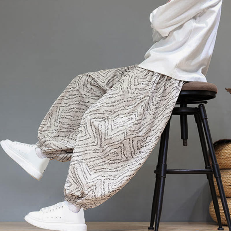 Buddha Stones Herbststruktur Kordelzug Design Cord Baumwoll-Leinen Herren Haremshose mit Taschen - image 9