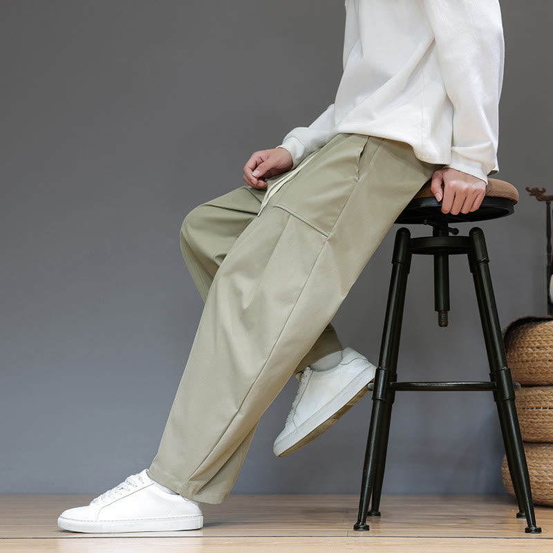 Buddha Stones Herbstfarbene, einfarbige Herren-Haremshose aus Baumwolle mit Taschen - image 8