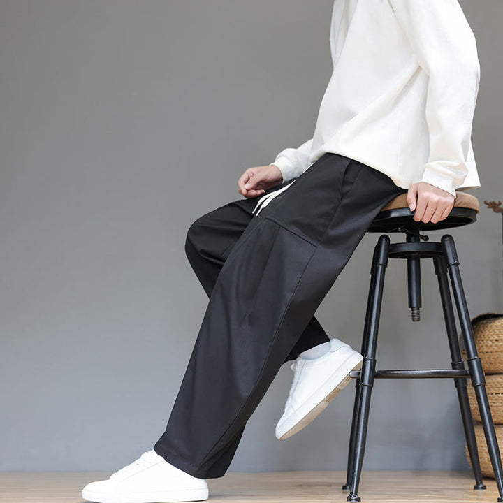 Buddha Stones Herbstfarbene, einfarbige Herren-Haremshose aus Baumwolle mit Taschen - image 29