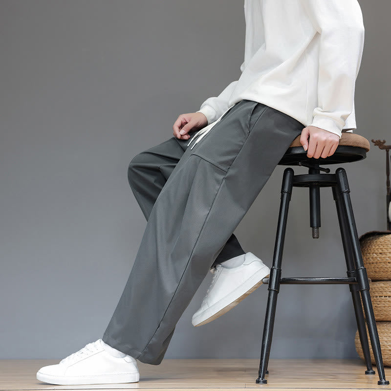 Buddha Stones Herbstfarbene, einfarbige Herren-Haremshose aus Baumwolle mit Taschen - image 17